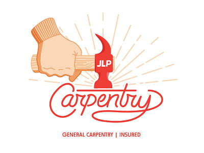 JLP General Carpentry branding carpentry custom glove hammer illustration logotype script vector