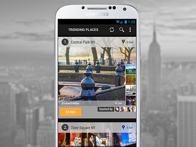 Trending Places android interface mobile travel trending places ui
