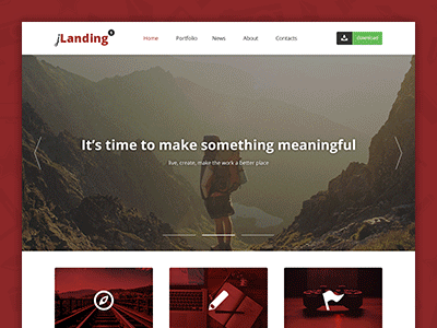 jLanding — Freebie PSD flat free freebie landing landing page psd red site