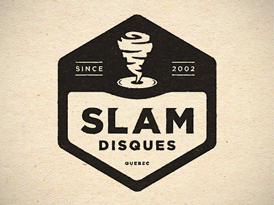 Slam Disques development emblem icon logo mark music record tornado type