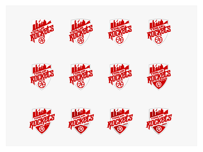 Tinlun Rockets - Crest Iterations crest hand lettering houston illustration lettering logo rockets shield sports