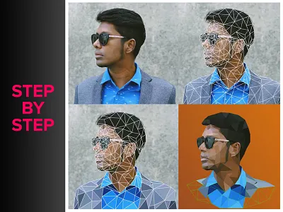 Step by step - Polygon artwork artwork lines polygon process steps vector wireframes