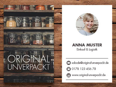 Original Unverpackt Visitenkarten 2014 bulk business cards shopping supermarket unpackaged