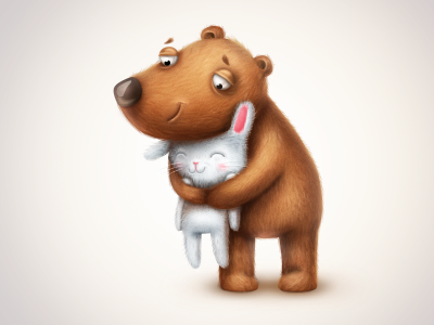 Hug bear friend friendship hug love rabbit smile