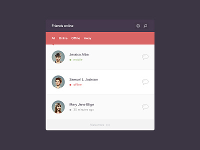 Friendlist Widget clean easy flat friendlist friends simple social ui ux widget