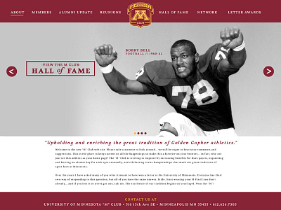 "M" Club Site Mock-Up gophers m minnesota mock website