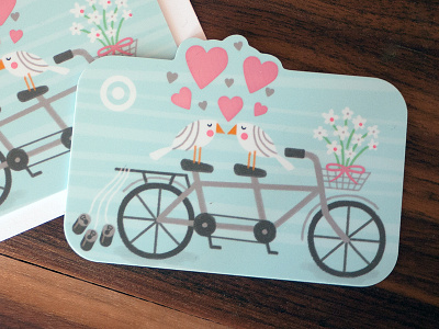 Target bike birds flower gift card heart illustration love tandem target