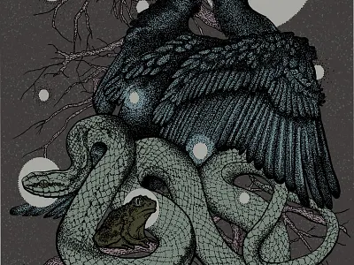 Paradise Lost Print bird illustration ink lost milton paradise print snake toad