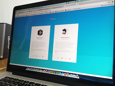 About us about us blue portfolio profile retina display website