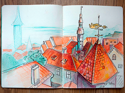 Tallinn Sketch city pencil sketch tallinn