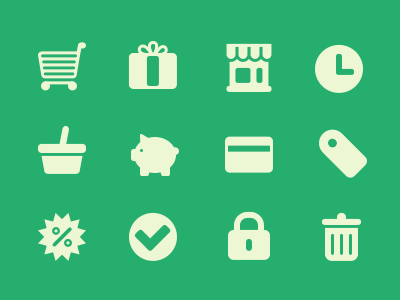 E-store icons business buy cart finance flat glyph piggy bank shop store tag ui