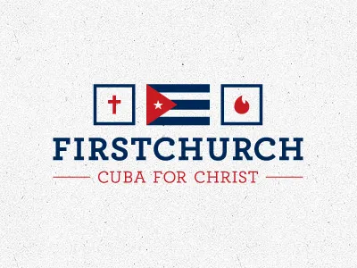 Firstchurch Logo bible blue christ country cross cuba fire flag logo missions red