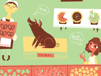 skillshare! food illustration market philadelphia philbert pig reading terminal market