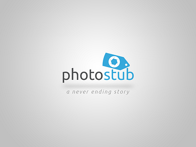 PhotoStub aperture blue flat logo photo photography photos photostub story stub tag ticket