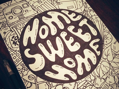 HOME!SWEET HOME doodle illustration sketch