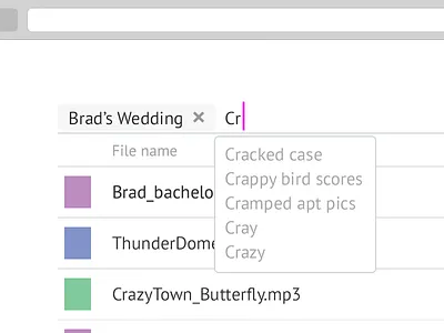 Non Linear cloud files find intuitive storage tags