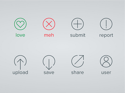 noselfie.com - iconset graphic design icons love meh report save share submit upload user