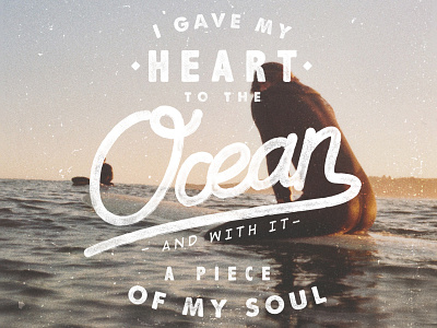 heart / ocean handmade lettering surf texture type