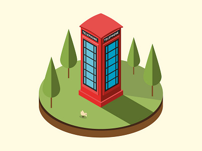 London phone booth booth isometric london red squirrel telephone tourist uk