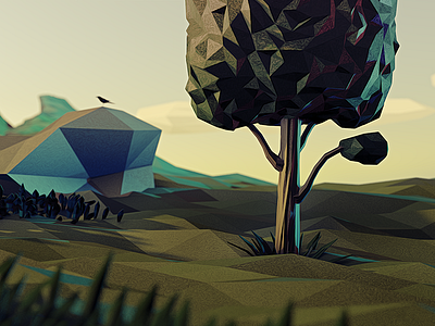 Lowpoly tree scene 3d cinema 4d landscape lowpoly tree