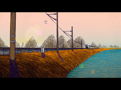 Blue Pelikan Trailer ae animation blue chalkboard colorize composite gif pelikan trailer