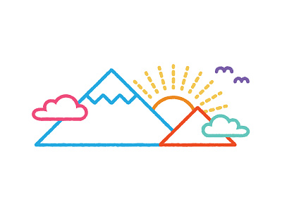 Landscape #1 birds clouds doodle icon illustration landscape mountains sun