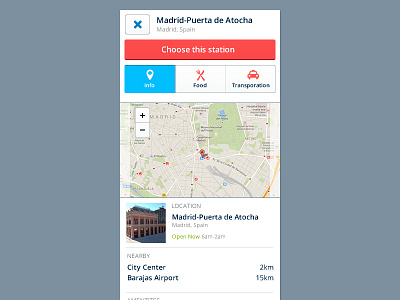 Map Information Panel app clean light map mobile panel small screen travel ui ux web web app