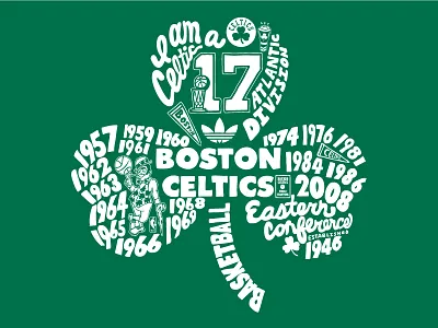 Clover Tradition adidas boston celtics custom type hand drawn lettering nba originals rachel bedel typography
