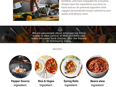 Asanka AI Homepage ai nutrition ui