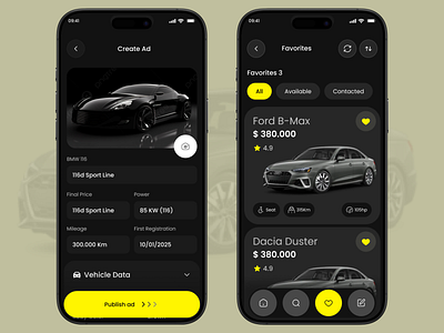 AutoScout24: Buy & sell Cars App Design app design booking car car selling car selling app graphic design minimal mobile app ui design uiux