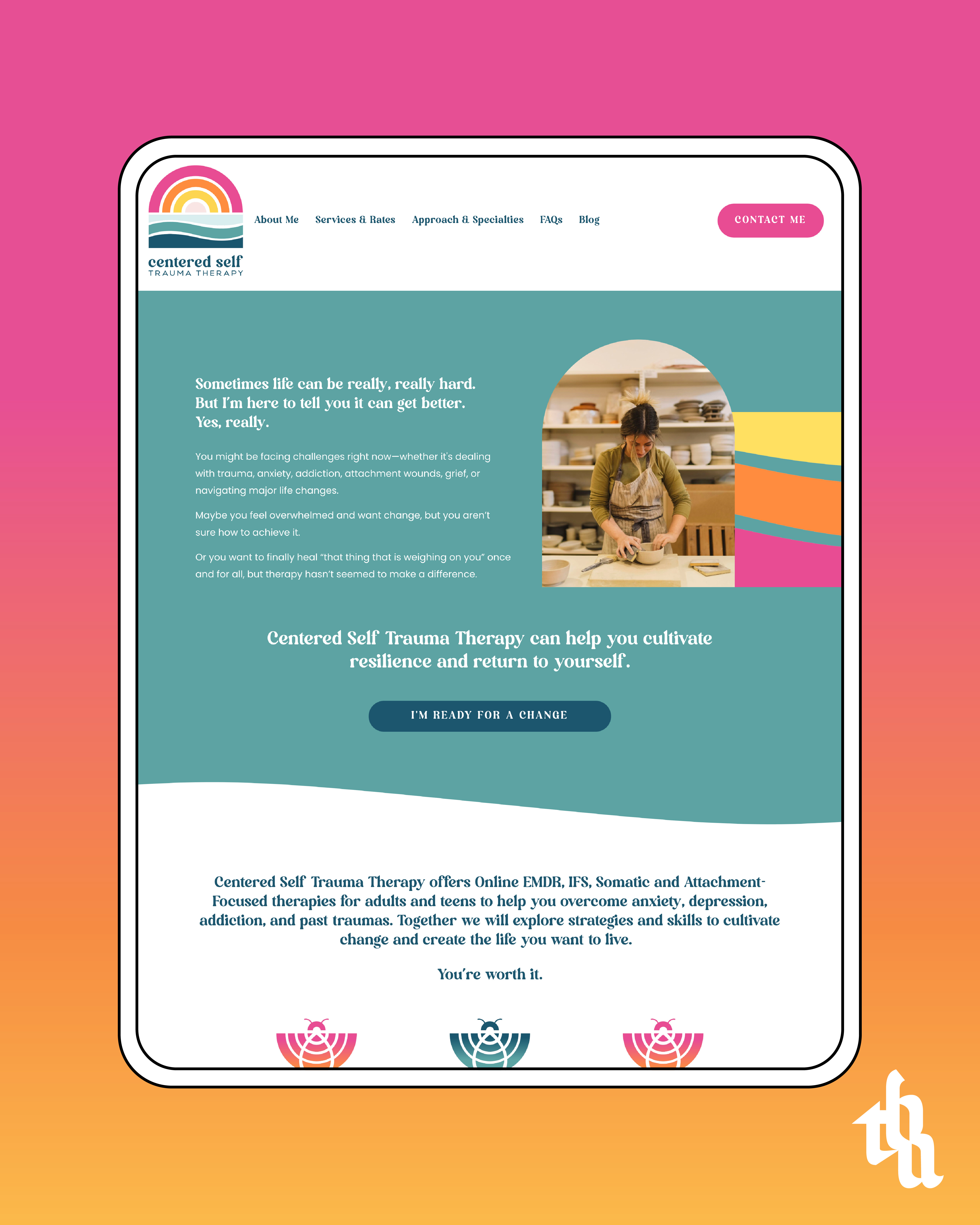 Centered Self Trauma Therapy brand design branding design graphic design logo design website design