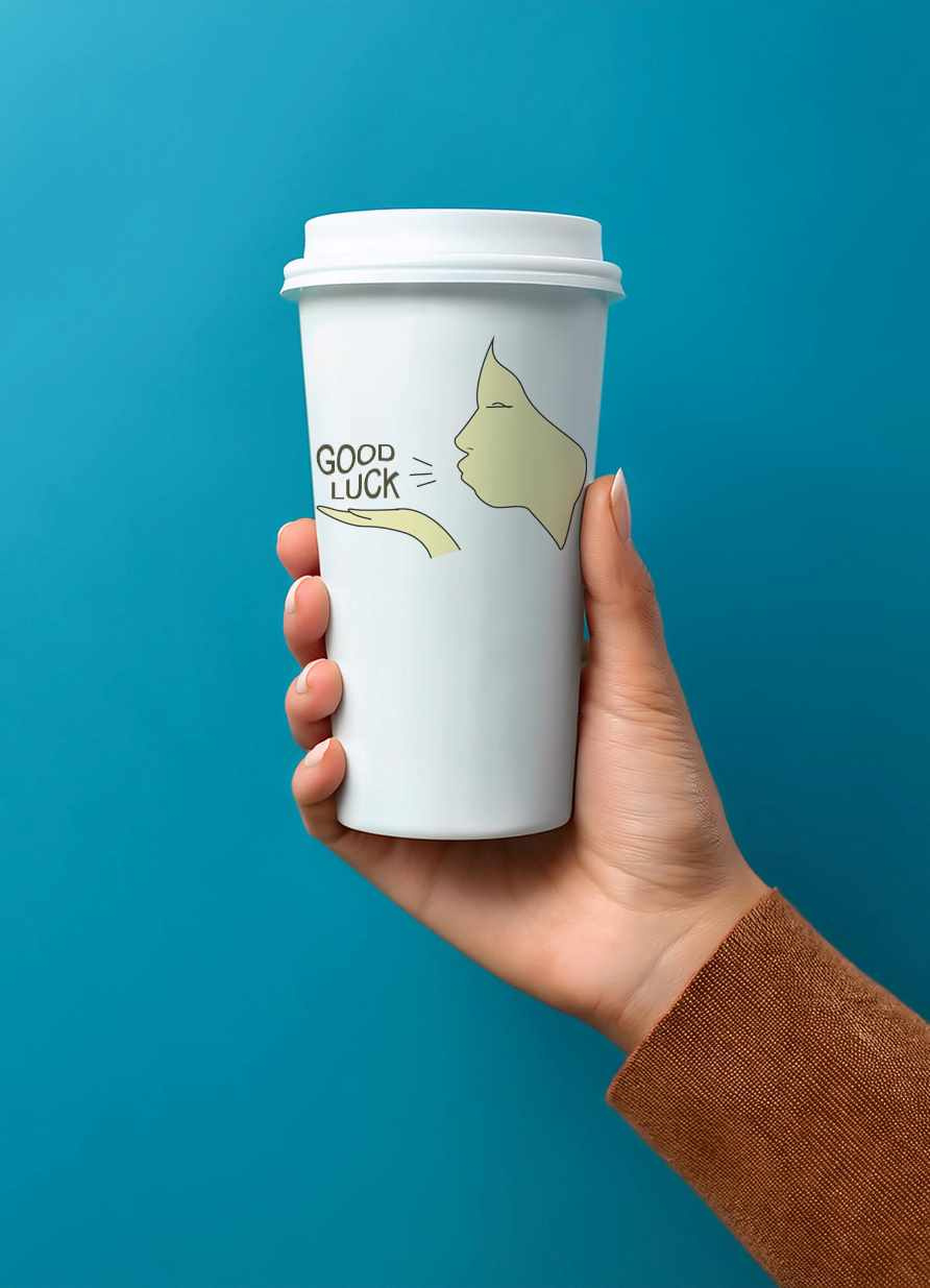 GOOD LUCK books coffee design good luck illustration logo tote bags