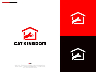 Cat Kingdom Logo Design abstract logo design adobe illustrator adobe photoshop animal shelter logo bold typography branding cat adoption logo cat logo creative branding feline logo graphic design home and pet logo house logo minimalist logo modern logo pet business logo pet care logo pet shop logo red and black logo veterinary logo