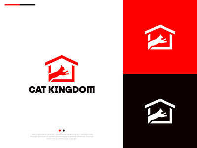 Cat Kingdom Logo Design abstract logo design adobe illustrator adobe photoshop animal shelter logo bold typography branding cat adoption logo cat logo creative branding feline logo graphic design home and pet logo house logo minimalist logo modern logo pet business logo pet care logo pet shop logo red and black logo veterinary logo