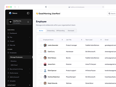 Hubline: Table Design animation dashboard data table design hr hr management human resources motion graphics people saas table ui uidesign ux uxdesign uxerflow web web app web design website