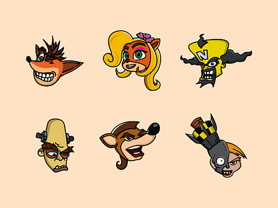 Crash Bandicoot Characters bandicoot brio characters coco bandicoot cortex crash crash bandicoot doctor n. gin fun games illustration illustrator modern neo cortex nitrus brio pinstripe potoroo vector video games