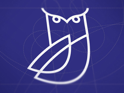 Dribble Owl blue branding clean eyes logo owl