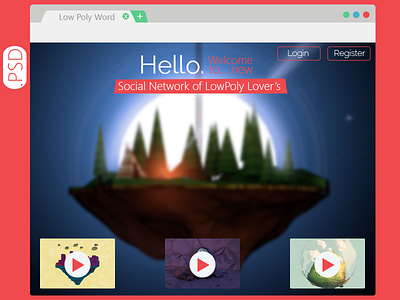 Layout PSD Web Browser and Site apple browser free layout login photoshop psd red site ui video wallpaper