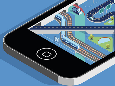 Shotdetailcitymobile city flat illustration glüe design illustration isometric mobile social network vector vectoriel webmobile