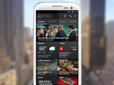 Dashboard - City Guide App android app city guide dashboard interface ui widgets