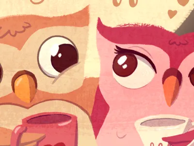 Owl Valentine digital illustration owls valentine