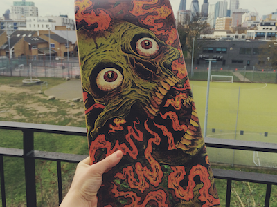 Skate! deck drawing graphic illustration skateboard skull