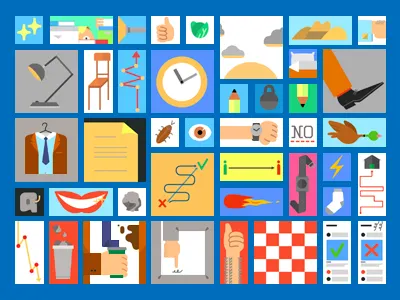 lifehacks andrey smirny eye fireball flat illustration lamp look at me office pencil roach smile watch