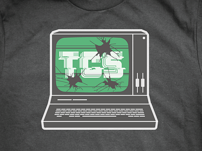 TCS MUST DIE 80s 90s broken computer destroy glitch retro smashed tcs tshirt