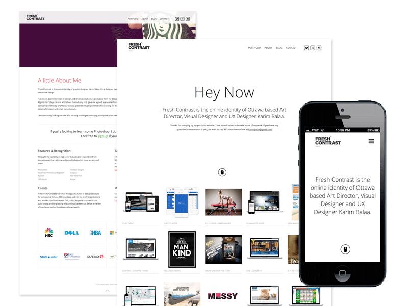 Fresh Contrast - Portfolio clean flat gif karim landing mobile ottawa portfolio responsive simple website whitespace