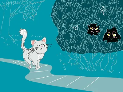 Pussy Cat Book Illustration A book bush cat illustration kitty retro stylized