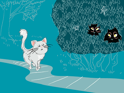 Pussy Cat Book Illustration A book bush cat illustration kitty retro stylized