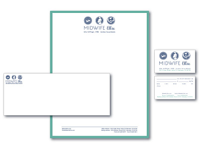 Midwife Ellie branding icons identity illustration letterhead logo medical midwife