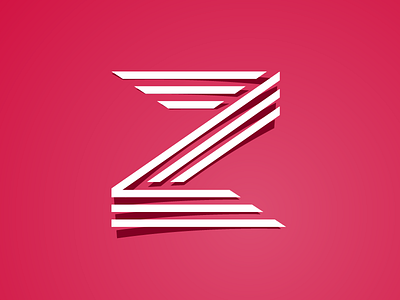 Stripe & Shade 3d bended depth logo pink red shade white z