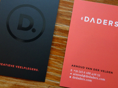 De Daders business card with spot varnish arnoud van der velden black business card card clean daders eindhoven glimmer netherland shine simple spot varnish